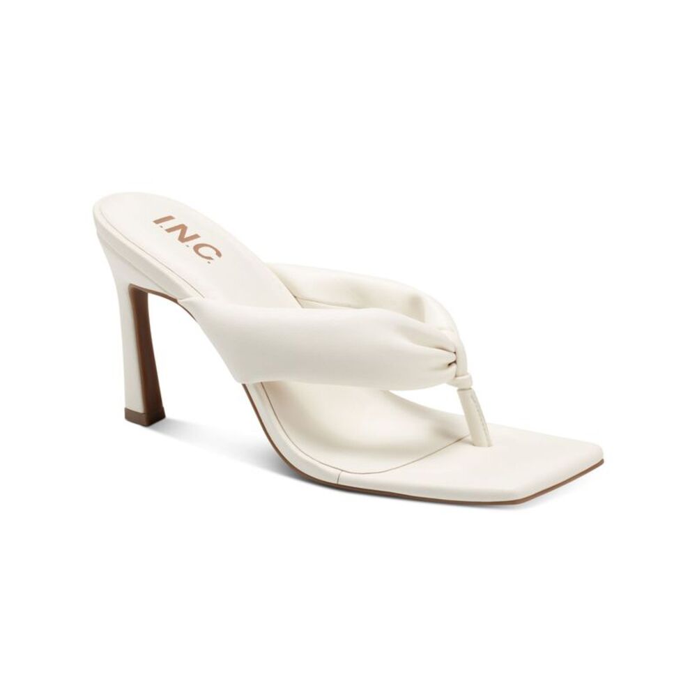INC Womens White Puffed Straps Sagee Toe Stiletto Slip On Thong Sandals 6 M